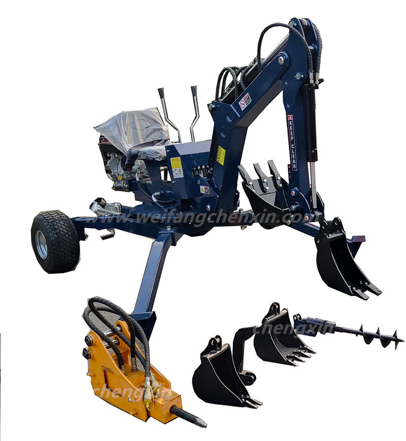 360 rotation atv towable backhoe digger trencher